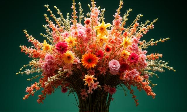 Arreglo floral artístico en estudio